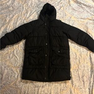 Old Navy Men's Black Hooded Puffer Coat